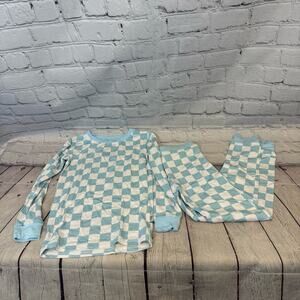 Blush Lotus Blue Checkered Bamboo Pajama Set